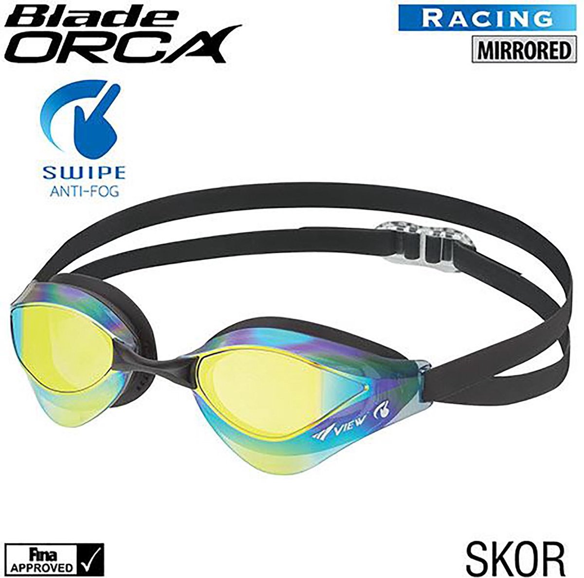 VIEW Blade Orca Racing Mirrored zwembril met SWIPE technologie V230ASA-SKOR
