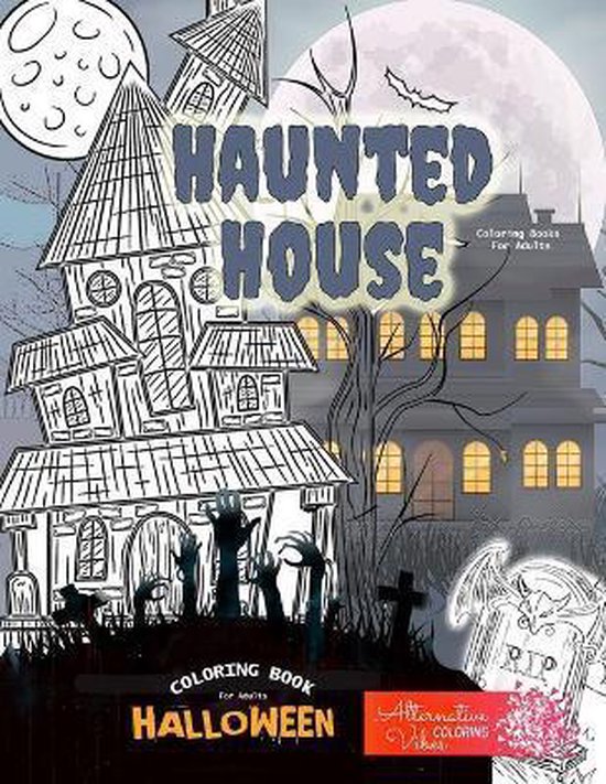 HAUNTED HOUSE coloring books for adults - Halloween coloring ... - cover