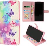 Oppo A74 4G Hoesje met Bloemen & Vlinders Print - Portemonnee Book Case - Kaarthouder & Magneetlipje