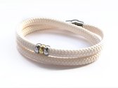 NIEUW - Jolla - dames armband - wikkelarmband - zilver - touw - bedels - Basic Rope - Creme/Zilver