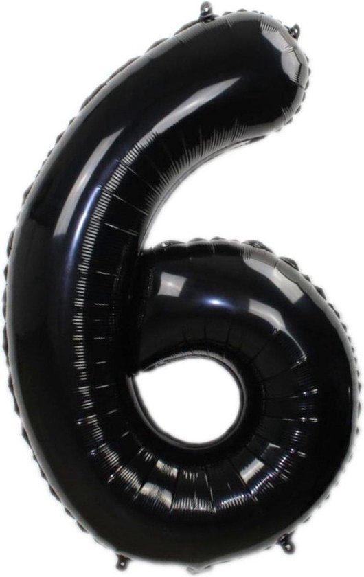 Cijferballon 6 zwart 32inch, kindercrea