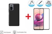 2-In-1 Screenprotector Hoesje Bescherming Protector Set Geschikt Voor Xiaomi Redmi Note 10 (4G) - Full Cover 3D Tempered Glass Screen Protector Siliconen Back Bescherm Hoes Cover Case - Doorz