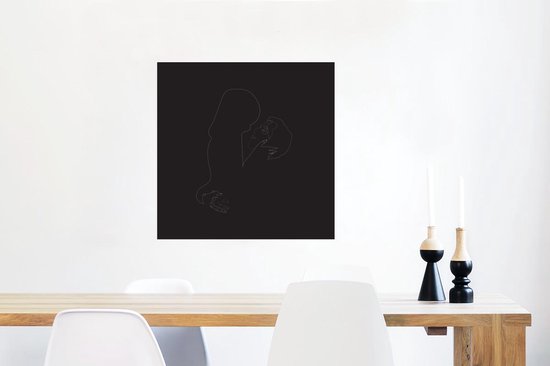 Illustration en couple amoureux sur fond noir Poster papier 75x75 cm - Tirage photo sur Poster (décoration murale salon / chambre)