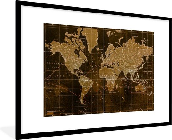 Schiereiland motief Verval Fotolijst incl. Poster - Klassieke wereldkaart in het bruin - 90x60 cm -  Posterlijst | bol.com