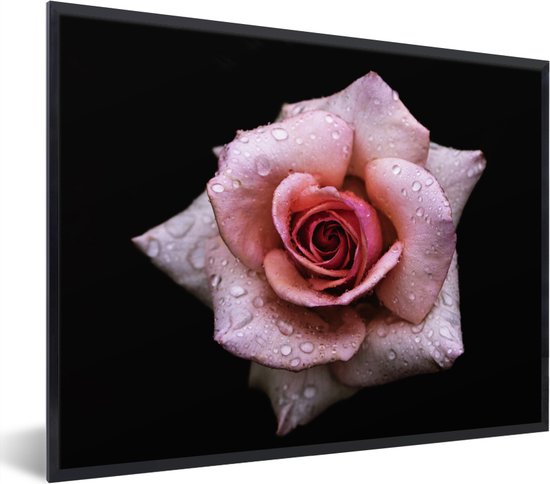 Photo encadrée - Une photo de dessus d'un cadre photo rose rose noir 80x60 cm - Affiche encadrée (Décoration murale salon / chambre)