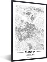 Photo encadrée - Plan de la ville Nimègue cadre photo noir sans passe partout - Carte 20x30 cm - Affiche encadrée (Décoration murale salon / chambre)