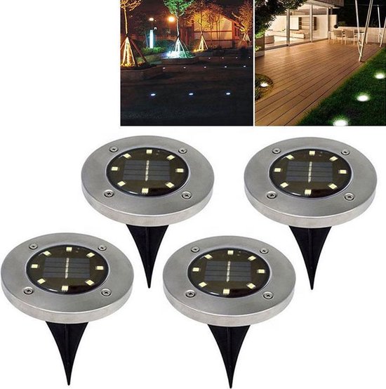 hulp in de huishouding Vergissing Bewust worden ByKemme® 8 LED Solar Grondspot Tuin Verlichting - Set van 4 Stuks - Tuin  Spots -... | bol.com