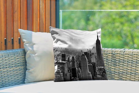 Coussins d'extérieur - Jardin - Skyline Zwart& blanc de New York - noir et blanc - 40x40 cm