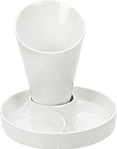 Frietzak Met Onderbordje - 10,2x11xh15,5cm - Bordje D16,8cm - Porselein - (set van 4)