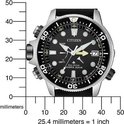 Zwart Citizen Promaster duikhorloge met zilverkleurige kast en zwarte band.