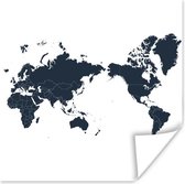 Poster Donkerblauwe wereldkaart met Azië in het midden - 75x75 cm