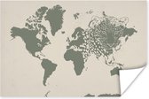Poster Wereldkaart -Dieren - Luipaard - 30x20 cm