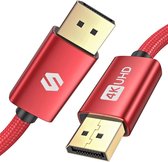 DisplayPort-kabel 144Hz 3m rood | ondersteuning: 4K @60Hz, 2K @144Hz, 2K @165Hz, 1080@240Hz, 3D | compatibel met FreeSync en G-Sync | monitorkabel voor 144Hz gaming-monitor
