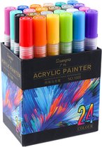 Guangna Acryl Stiften 24 kleuren - 3MM - Verfstiften - Happy Stones - acrylstiften voor stenen schilderen