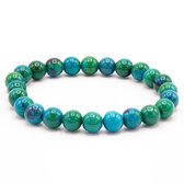 Victorious Blauw Groen Jasper Natuurstenen Kralenarmband – Unisex Armband – 18cm