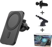 Magnetix Wireless Ventilatierooster Houder - Snelle Draadloze Oplader voor iPhone 12, 13 en 14 - Geschikt voor Mini, Max en Pro series - Magnetisch - 15W Charger - Zwart