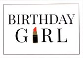 Verjaardagskaart met Lippenstift Broche en Envelop | Klein Cadeautje voor Dames met Wenskaart | Lipstick Pin Speldje | “Birthday Girl” | Uitnodiging