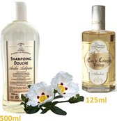 VOORDEEL pakket. Amber Vintage Eau de Colognes 125ml uit Grasse, Amber Marseille zeep. Marseille shampoo & douche gel Amber en Meidoorn 500ml van Le Serail.