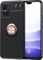 Voor vivo S10 metalen ringhouder 360 graden roterende TPU-hoes (zwart goud)