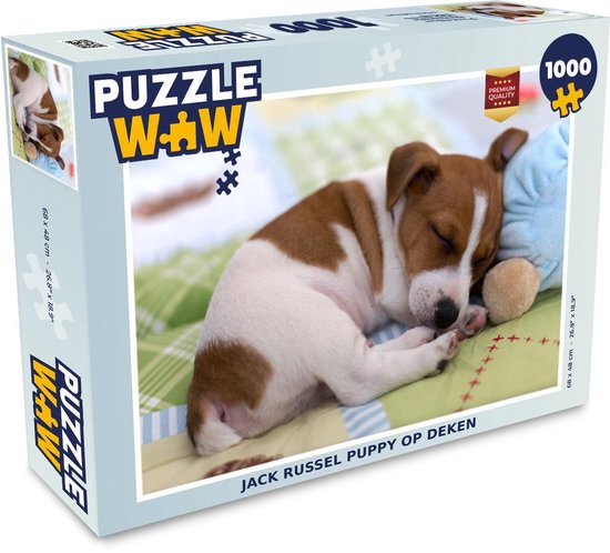 Puzzle Sleeping Bebe Animaux 1000 Pieces Chiot Jack Russel Sur Couverture Bol Com