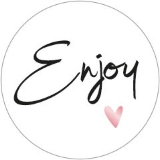 Sluitsticker - Sluitzegel – Enjoy! | Zwart – Wit – Rosé Goud – Hartje | Trouwkaart – Geboortekaart – Envelop | Harten | Envelop stickers | Cadeau – Gift – Cadeauzakje – Traktatie | Leuk inpakken | Huwelijk - Babyshower – Kraamfeest | DH collection