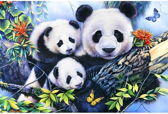 Diamond Painting Panda - Ronde steentjes - Volledig pakket - 5D - 28  kleuren - 25x35cm... | bol.com