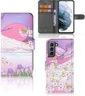 Book Style Case Geschikt voor Samsung Galaxy S21 FE Smartphone Hoesje Cadeautjes voor Vrouwen Bird Flying