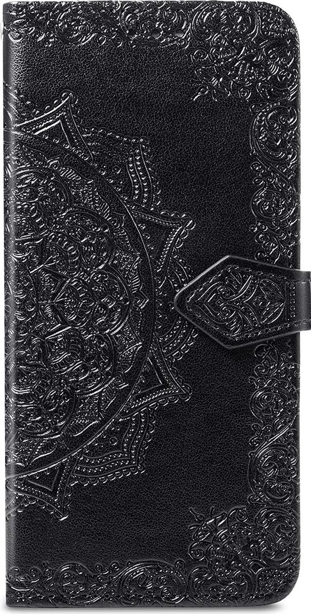 Geschikt voor Samsung Galaxy S21 Bookcase - Zwart - Bloemen - Portemonnee Hoesje