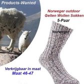 5-Paar Geiten Wollen Sokken Norweger klassieke Grijs Kleur-Maat 46-47