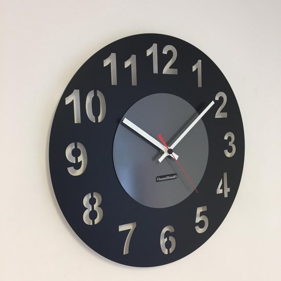 HORLOGE MURALE - Mouvement silencieux - Handgemaakt - AMSTERDAM BLACK & GREY CIRCLE - DESIGN NÉERLANDAIS MODERNE