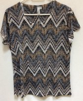 Shirt-Beige/Blauw-Print-maat XXL