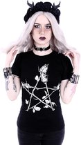 Restyle Dames Tshirt -S- Rose pentagram Zwart