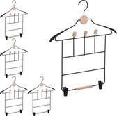Relaxdays 5x kledinghanger met klemmen - kleerhanger - hanger voor kleding - broekhanger