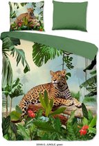 Luxe Zachte Dekbedovertrek Tweepersoons - 200x200/220cm - Inclusief 2 Kussenslopen - 100% Versterkt Katoen - Jungle Groen