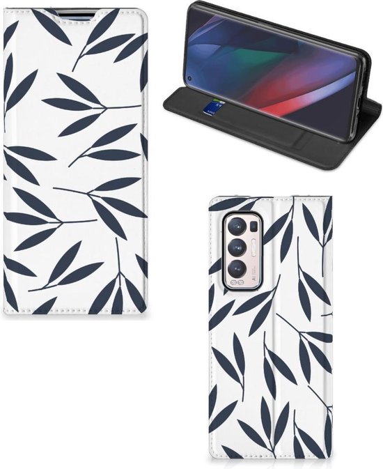 Belle OPPO de téléphone OPPO Find X3 Neo Smart Cover Feuilles Blue