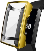 YPCd® FitBit Charge 4 Siliconen Case - Goud - 360 bescherming