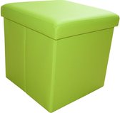 Vouwbare Opberg Poef - Voetenbank - Zitkubus met opbergruimte - Opbergbox - Imitatieleer – groen