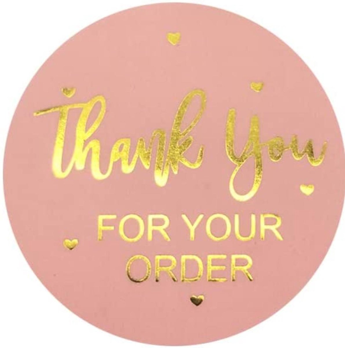 Stickers rond "Multiplaza" 50 stuks - THANK YOU FOR YOUR ORDER - roze - bedankt - promoten bedrijf - roze - gouden kleurletters - hobby - bedrijf - webshop - bestellingen - brief - pakket