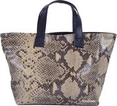 Slangenprint Leer Handtas Taupe