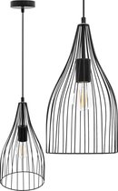Life Industriële Metalen Hanglamp - 1 vlammig zwart, E27 hanglamp van metaal industrieel rooster, plafondlamp voor slaapkamer, woonkamer en kinderkamer