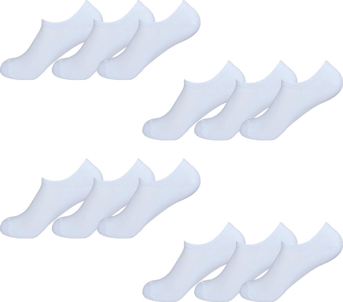 Gianvaglia Unisex Sneaker Sokken 12-pack - Wit - Maat 43-46 - Korte Sokken