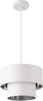 Hanglamp - Kleur wit & zilver kleurig - Fitting 1 x E27 - Lampenkap (Ø) 30 cm - Afmeting (H) 149 cm
