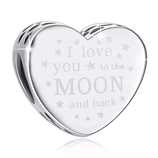 Zilveren Bedel I love you to the moon and back | Liefde | Sieraad Hart |  Sterling... | bol.com