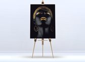 Schilderij Woman Black Gold Lips - 120 x 80cm - incl ophangsysteem - Mizz Home
