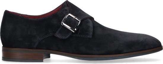 Manfield Heren Donkerblauwe suède gespschoenen Maat 46 bol