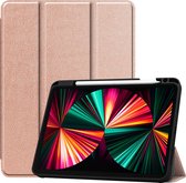 Hoes Geschikt voor iPad Pro 2021 (12,9 inch) Hoes Luxe Hoesje Case Met Uitsparing Geschikt voor Apple Pencil - Hoesje Geschikt voor iPad Pro 12,9 inch (2021) Hoes Cover - Rosé goud
