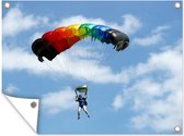 Tuin decoratie Kleurrijke parachute van een parachutist - 40x30 cm - Tuindoek - Buitenposter