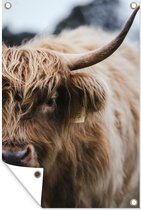 Muurdecoratie Schotse hooglander - Dieren - Hoorn - 120x180 cm - Tuinposter - Tuindoek - Buitenposter