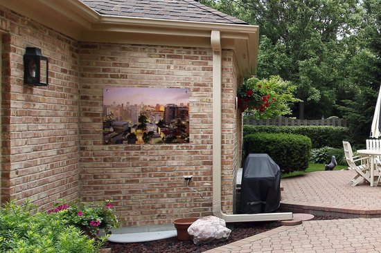 Tuinposters buiten Een roze getinte schemering valt over São Paulo in Brazilië - 90x60 cm - Tuindoek - Buitenposter