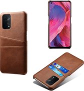 Back Cover met Opbergvakjes + PMMA Screenprotector voor OPPO A54 5G / A74 5G _ Donkerbruin